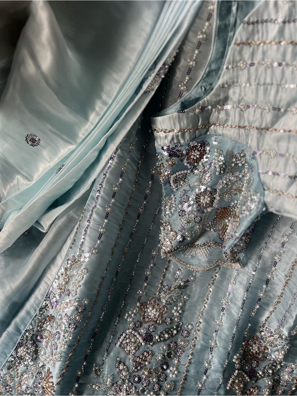 Embellished Light Blue Women's Saree <new)